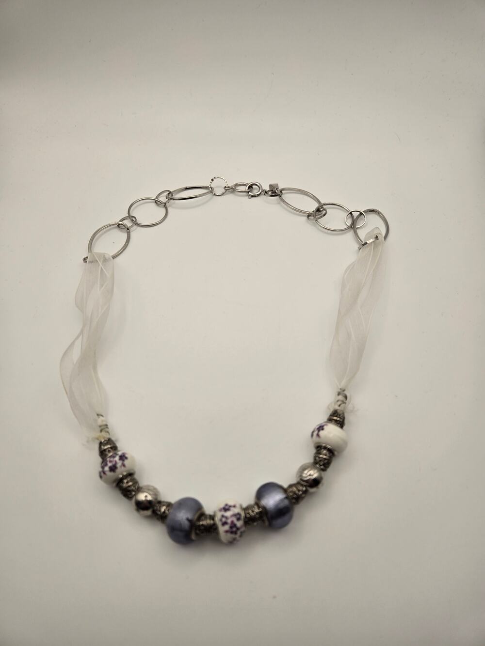 Vintage SARAH COVENTRY Purple Beaded Ribbon Choker
